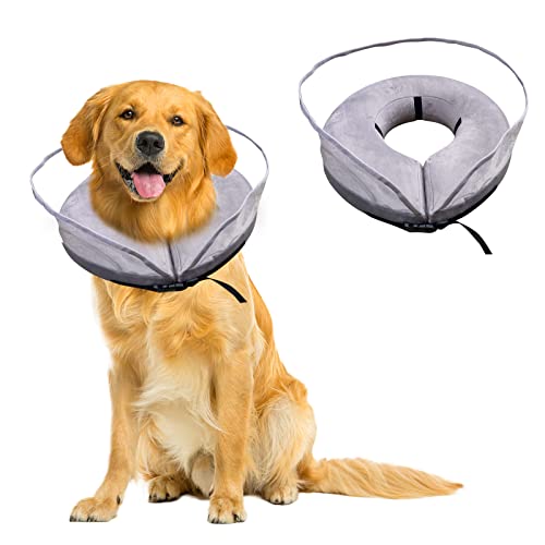 Aufblasbares Hundehalsband, verstellbare Hundekegel-Alternative nach Operationen, um Lecken und Beißen von Wunden zu stoppen, blockiert nicht das Sicht-Hundehalsband von FAMKIT