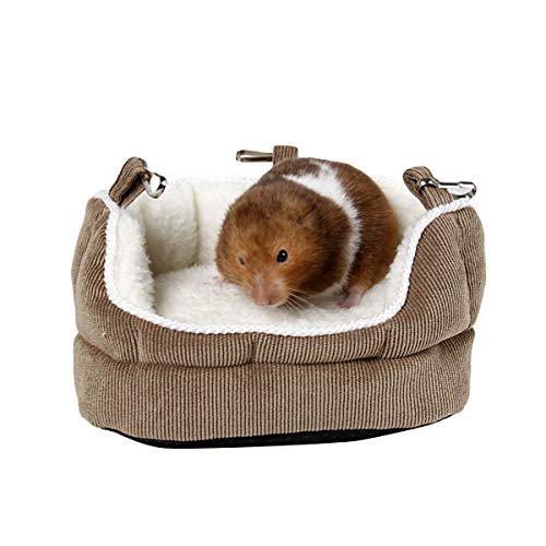 FAMKIT Hamster warmes Schlafsofa abnehmbar waschbar kleine Haustiere Baumwolle Haus Hängematte (Kaffee) von FAMKIT