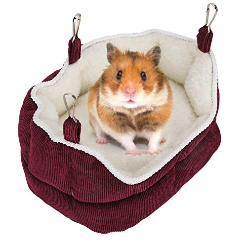 FAMKIT Hamster warmes Sofa-Nest, abnehmbar, waschbar, Baumwolle, für kleine Haustiere, Weinrot von FAMKIT