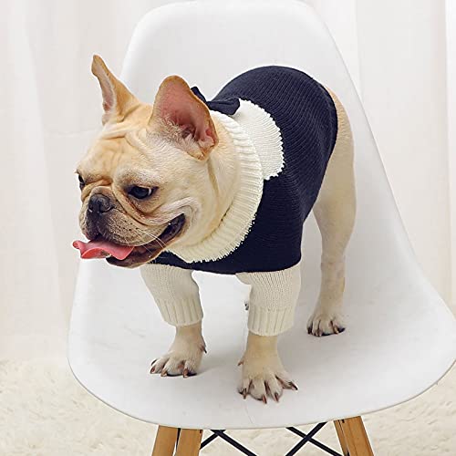 FAMKIT Haustier-Hunde-Outfit, Strickwaren, Pullover, Fleece-Mantel, weich, dick, warm, Welpe, Hemd mit Fliege für kleine Hunde (saphirblau, S) von FAMKIT