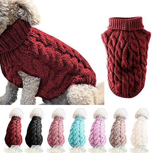 FAMKIT Pet Dog Rollkragenpullover mit Rollkragenpullover, Pet Dog Kleidung Outwear Fashion Warm Pullover Knitwear (Bitte wählen Sie vor dem Kauf eine größere Größe gemäß der Größentabelle) von FAMKIT