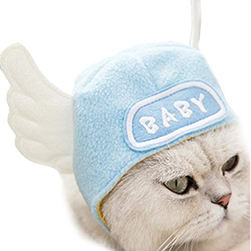 FAMKIT Haustier-Wintermütze für Weihnachten, Party, Cosplay, lustige Mütze für Katze, Kätzchen, Welpe (Engel) von FAMKIT