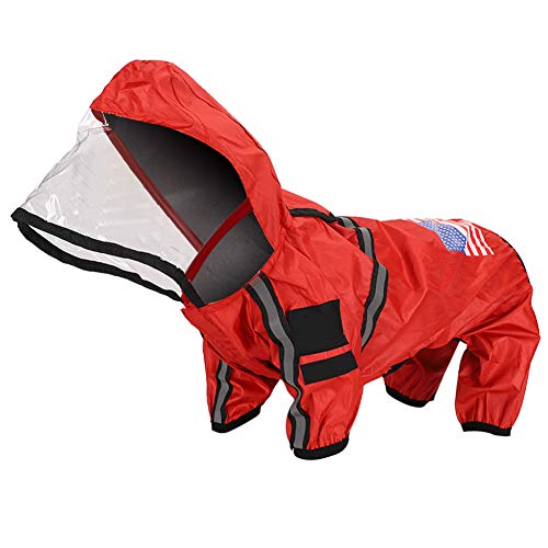 FAMKIT Hunde-Regenmantel Haustier Wasserdicht Mantel Verstellbares Outfit für Spaziergänge Regenjacke Poncho Hoodie Regenschutz mit Reflexionsstreifen von FAMKIT