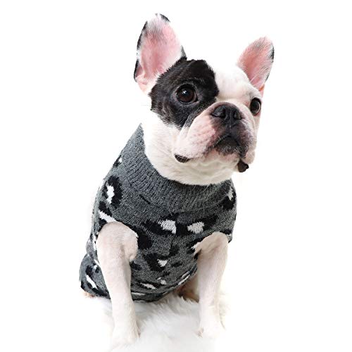 FAMKIT Hund Pullover Haustier Winter Strickwaren Leopard Muster Welpe warme Kleidung von FAMKIT