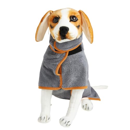 Hunde-Trockenmantel, saugfähiger Haustier-/Welpen-Bademantel, Halsband verstellbar, weiche Baumwolle, schnell trocknend, Hundebademantel Handtuch, mit Haken- n-Loop-Verschluss, für Baden/Schwimmen von FAMKIT