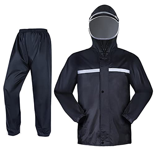 FAMKIT Regenanzug für Erwachsene, wasserdicht, leicht, mit Kapuze, Unisex, Wanderer, Radfahren, Laufen, Schwarz, L/XL/XXL/XXXL, Oxford-Gewebe von FAMKIT