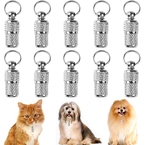 FANDE Adressanhänger für Hunde und Katzen, 10 Stück Halsbandanhänger, Adressanhänger für Hunde, Katzehalsband Anhänger, Hundeanhänger für Halsband mit Adresskapsel von FANDE