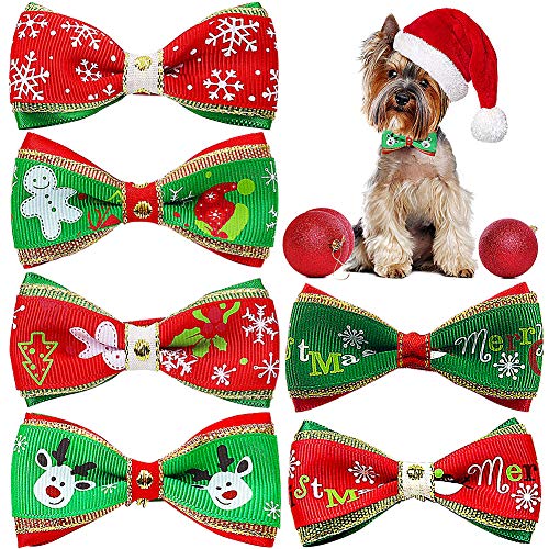 FANDE Weihnachtsfliege für Hunde und Katzen, verstellbare Weihnachtsfliege, verstellbares Halsband mit Schleife, Weihnachtsoutfit für Haustiere, 6 Stück von FANDE