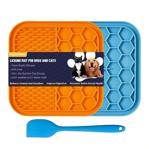 Leckmatte für Hunde und Katzen, große Rassen, Premium-Silikon-Leckmatten mit Saugnäpfen, Angstlinderung, Zahngesundheit und langsamer Fütterer, leicht zu reinigen, 2 Stück von FANDENINI