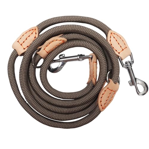 Hundeleine für Mittelgroße & Große Hunde, Multifunktionsleine Führleine für Hunde 2.1m Verstellbare mit 2 Karabiner, Robuste Nylon Dog Leash, Schleppleine Doppelleine für 2hunde (Beige, 1cm x 2.1m) von FANGCCC