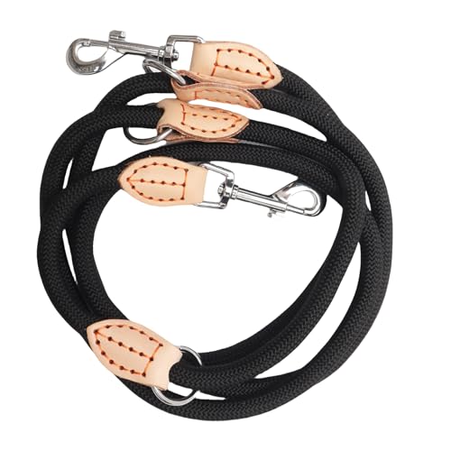 Hundeleine für Mittelgroße & Große Hunde, Multifunktionsleine Führleine für Hunde 2.1m Verstellbare mit 2 Karabiner, Robuste Nylon Dog Leash, Schleppleine Doppelleine für 2hunde (Schwarz, 1cm x 2.1m) von FANGCCC