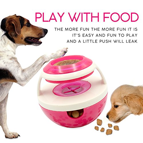 FANGO Kreative Tumbler Form Haustier Hundefutter-Zufuhr Spielzeugball Kausspielzeug Undichte Nahrungszufuhr Ball IQ Training Spielzeug interaktives Spielzeug (rosig) von FANGO