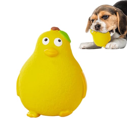 FANGZ Quietschendes Hundespielzeug,Quietschendes Hundespielzeug - Zungenquietscher-Spielzeug - Lustiger, sensorischer, quietschender Quietscher, Latexbälle für Hunde, gelbe Birnenfroschform, von FANGZ