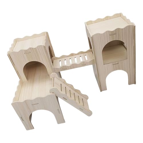 FANSHINUO Winzige Hamster-Labyrinthäuser aus Holz, lustige Rutschenhäuser, Doppelstöckige Hütten mit Fenster für Zwerghamster und kleine Nager, Hamsterkäfig-Zubehör FANSHINUO Winzige Hamster-Labyrinthäuser aus Holz, lustige Rutschenhäuser, Doppelstöckige Hütten mit Fenster für Zwerghamster und kleine Nager, Hamsterkäfig-Zubehör von FANSHINUO
