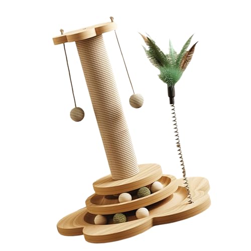 Katzen Sisal Kratzbaum mit mehreren Spielzeug Kätzchen Möbel Sisal Pfosten Schiene Zweischichtiger Kratzbaum Katzen Brett von FANSHINUO
