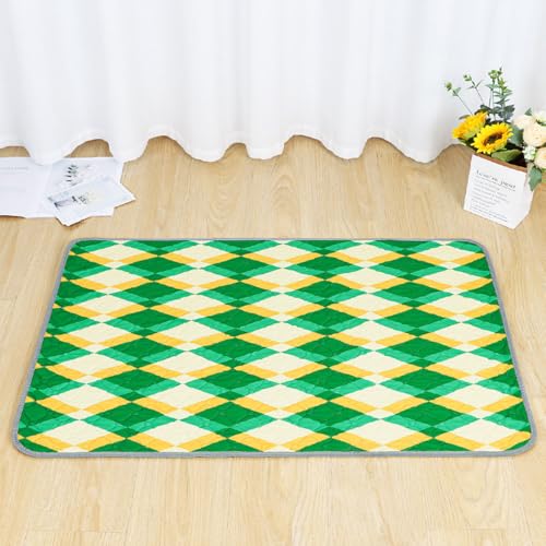 FANSU 2 Stück Welpen Unterlagen, Geometrie Wiederverwendbare PIPI Matten für Hunde, Inkontinenzunterlage Waschbar, Welpenunterlage für Hunde, Katzen, Meerschweinchen (70x50cm,Grün) von FANSU