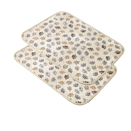FANSU 2 Stück Welpen Unterlagen, Vielseitig Wiederverwendbare PIPI Matten für Hunde, Wasseraufnahme Inkontinenzunterlage rutschfest Welpenunterlage,für Zuhause/Auto/Reisen (50x70cm,Khaki) von FANSU