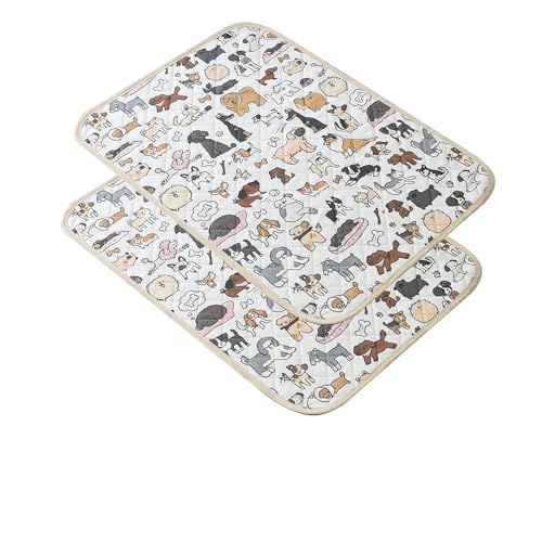 FANSU 2 Stück Welpen Unterlagen, Vielseitig Wiederverwendbare PIPI Matten für Hunde, Wasseraufnahme Inkontinenzunterlage rutschfest Welpenunterlage,für Zuhause/Auto/Reisen (70x100cm,Hund) von FANSU