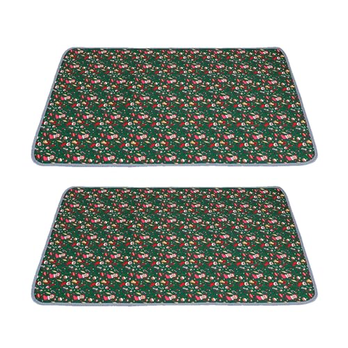 FANSU 2 Stück Welpen Unterlagen, Weihnachten Wiederverwendbare PIPI Matten für Hunde, Inkontinenzunterlage Waschbar, Welpenunterlage für Hunde, Katzen, Meerschweinchen (150x90cm,Grün) von FANSU