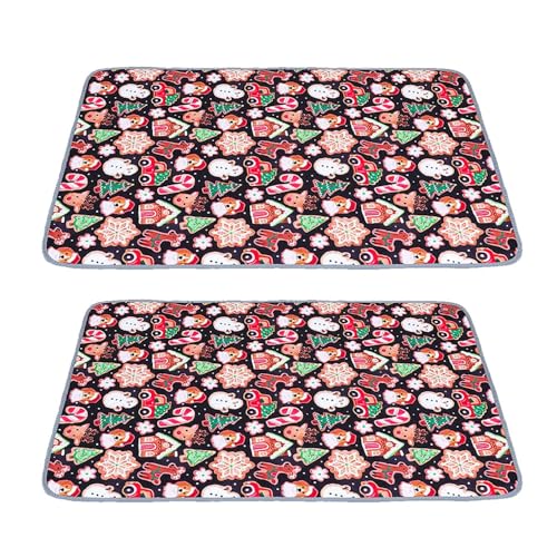 FANSU 2 Stück Welpen Unterlagen, Weihnachten Wiederverwendbare PIPI Matten für Hunde, Inkontinenzunterlage Waschbar, Welpenunterlage für Hunde, Katzen, Meerschweinchen (150x90cm,Weihnachten 1) von FANSU