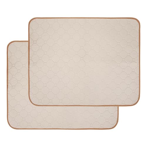 FANSU 2 Stück Welpen Unterlagen, Wiederverwendbare PIPI Matten für Hunde, Einfach inkontinenzunterlage Waschbar, Welpenunterlage für Hunde, Meerschweinchen, Katzen (140x100cm,Beige) von FANSU