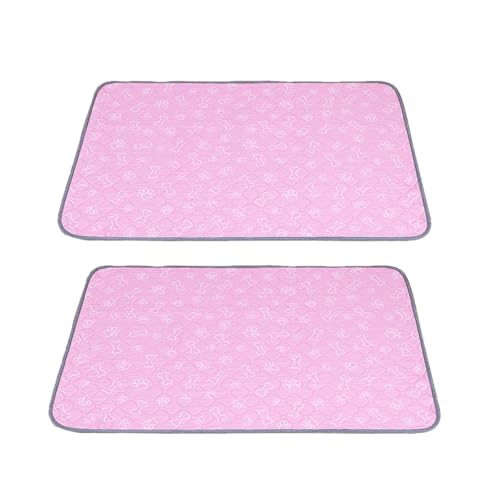FANSU 2 Stück Welpen Unterlagen, Wiederverwendbare PIPI Matten für Hunde, Inkontinenzunterlage Waschbar, Welpenunterlage für Hunde, Katzen, Meerschweinchen (70x50cm,Rosa) von FANSU