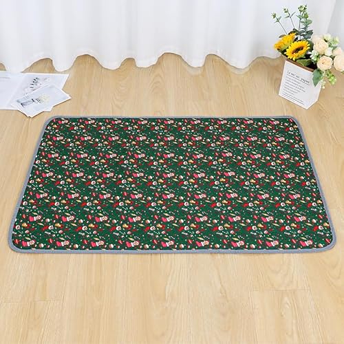 FANSU 2 Stück Welpen Unterlagen, Wiederverwendbare PIPI Matten für Hunde,Stilvolle Weihnachtsdrucke Inkontinenzunterlage Waschbar, Welpenunterlage für Welpen (50X70cm,Grün) von FANSU