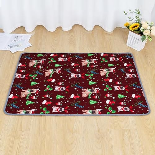 FANSU 2 Stück Welpen Unterlagen, Wiederverwendbare PIPI Matten für Hunde,Stilvolle Weihnachtsdrucke Inkontinenzunterlage Waschbar, Welpenunterlage für Welpen (50X70cm,Tiefrot) von FANSU