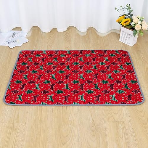 FANSU 2 Stück Welpen Unterlagen, Wiederverwendbare PIPI Matten für Hunde,Stilvolle Weihnachtsdrucke Inkontinenzunterlage Waschbar, Welpenunterlage für Welpen (90X150cm,Rot) von FANSU