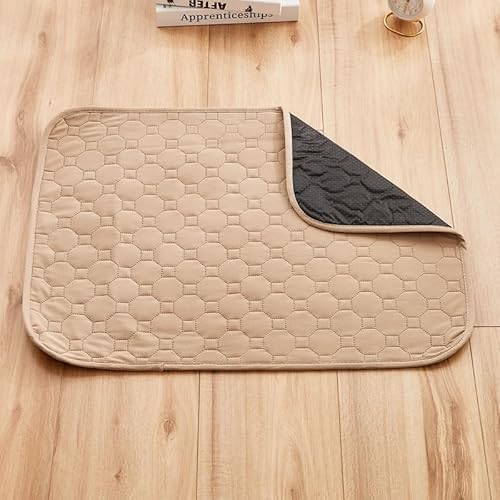 FANSU 2 Stück Welpen Unterlagen,Mode Volltonfarbe Druck Wiederverwendbare PIPI Matten für Hunde,Inkontinenzunterlage Waschbar, Welpenunterlage für Welpen (80x100cm,Sphärisch Khaki) von FANSU