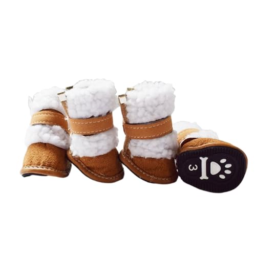 FANSU 4 Stück Hundeschuhe Pfotenschutz Hunde, Schuhe Laufen Hundeschuhe Winter Schuhe für Hunde Schneestiefel Schuhe Hund für Kleine Mittlere Hunde (3,Khaki) von FANSU