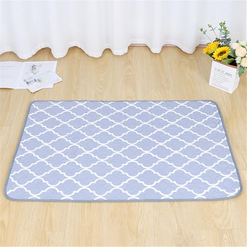 FANSU Geometrisches Welpen Unterlagen, Wiederverwendbare PIPI Matten für Hunde, Wasseraufnahme Inkontinenzunterlage, rutschfest Welpenunterlage, für Zuhause/Auto/Reisen (100x70cm,Blau) von FANSU
