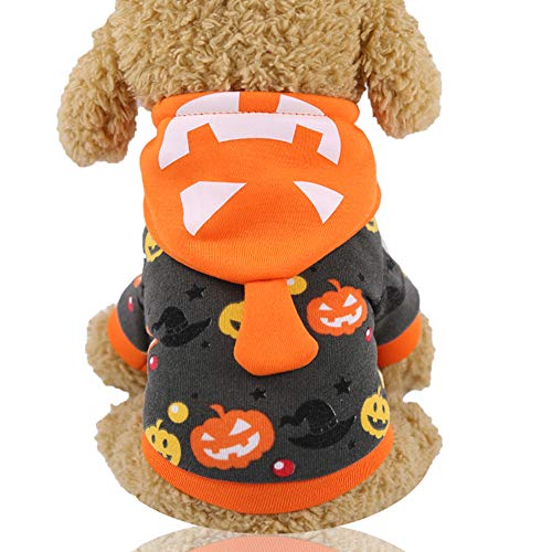 FANSU Halloween Kostüm Hund Haustier Hund Katze Halloween Kostüme, Hoodie Einstellbare Warme Kleidung Netter Pullover Hundepullover Party Cosplay Dekoration (S,Kürbis) von FANSU