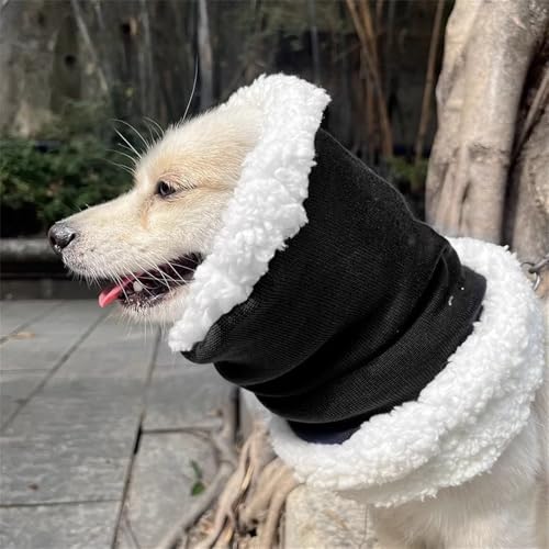 FANSU Hrenschutz für Hunde, Hündohr Muffs Noise Protection, Dicker Plüsch Snoods für Hunde, Wärmer Ohrenschützer Hundehals Ohrenwärmer Hundeohrenschutz zur Geräuschreduzierung (S,Schwarz) von FANSU