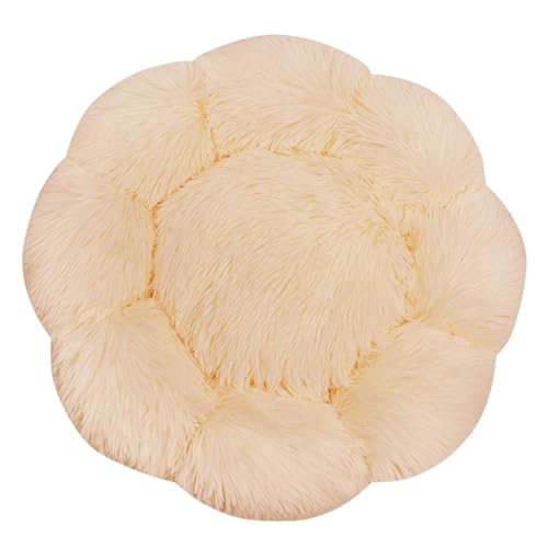 FANSU Hundebett Hundekissen Plüsch Blumen Weichem Hundesofa rutschfest Base Katzenbett Donut für Kleine Mittlere oder große Hunde (Dunkel apricot,3XL:90CM) von FANSU