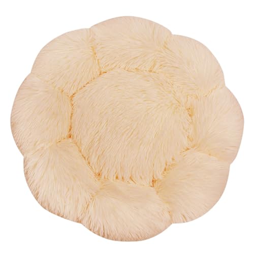 FANSU Hundebett Hundekissen Plüsch Blumen Weichem Hundesofa rutschfest Base Katzenbett Donut für Kleine Mittlere oder große Hunde (Dunkel apricot,4XL:100CM) von FANSU