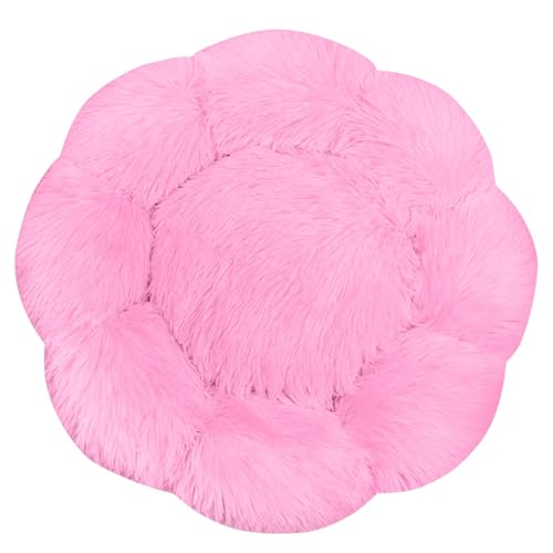 FANSU Hundebett Hundekissen Plüsch Blumen Weichem Hundesofa rutschfest Base Katzenbett Donut für Kleine Mittlere oder große Hunde (Dunkelrosa,3XL:90CM) von FANSU