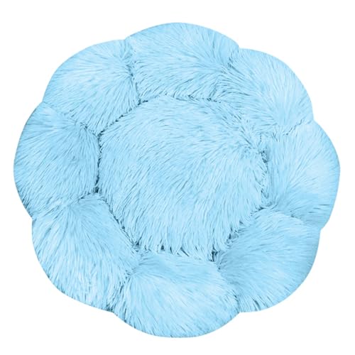 FANSU Hundebett Hundekissen Plüsch Blumen Weichem Hundesofa rutschfest Base Katzenbett Donut für Kleine Mittlere oder große Hunde (Hellblau,3XL:90CM) von FANSU