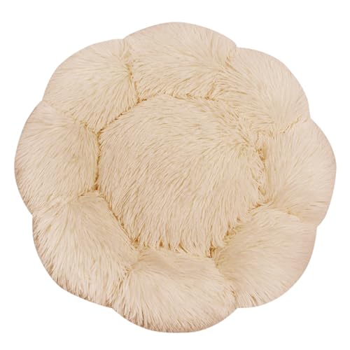 FANSU Hundebett Hundekissen Plüsch Blumen Weichem Hundesofa rutschfest Base Katzenbett Donut für Kleine Mittlere oder große Hunde (Khaki,3XL:90CM) von FANSU