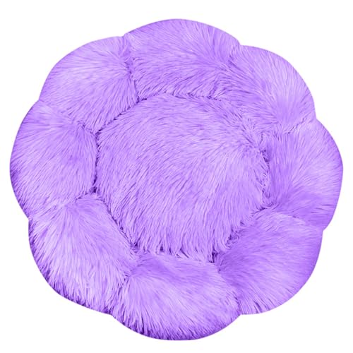 FANSU Hundebett Hundekissen Plüsch Blumen Weichem Hundesofa rutschfest Base Katzenbett Donut für Kleine Mittlere oder große Hunde (Lila,S:40CM) von FANSU