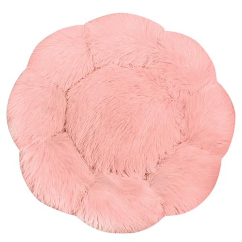 FANSU Hundebett Hundekissen Plüsch Blumen Weichem Hundesofa rutschfest Base Katzenbett Donut für Kleine Mittlere oder große Hunde (Orange Rosa,S:40CM) von FANSU