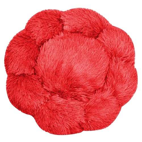 FANSU Hundebett Hundekissen Plüsch Blumen Weichem Hundesofa rutschfest Base Katzenbett Donut für Kleine Mittlere oder große Hunde (Rot,4XL:100CM) von FANSU