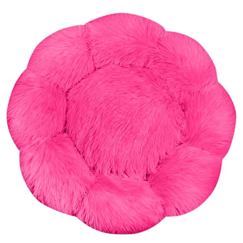 FANSU Hundebett Hundekissen Plüsch Blumen Weichem Hundesofa rutschfest Base Katzenbett Donut für Kleine Mittlere oder große Hunde (Rot Rosa,4XL:100CM) von FANSU