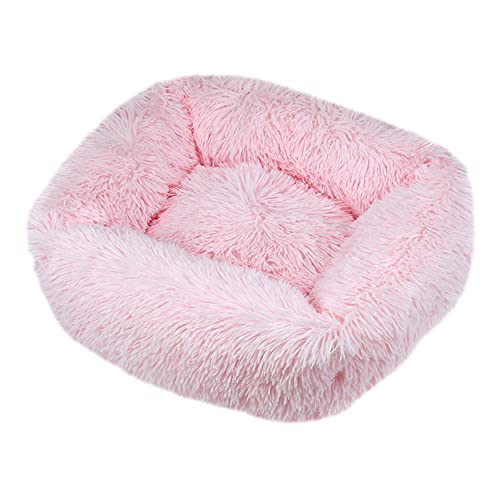 FANSU Hundebett Quadrat Hundekissen Plüsch weichem Hundesofa rutschfest Base Katzenbett Donut Größe und Farbe wählbar (S,Hell-Pink) von FANSU