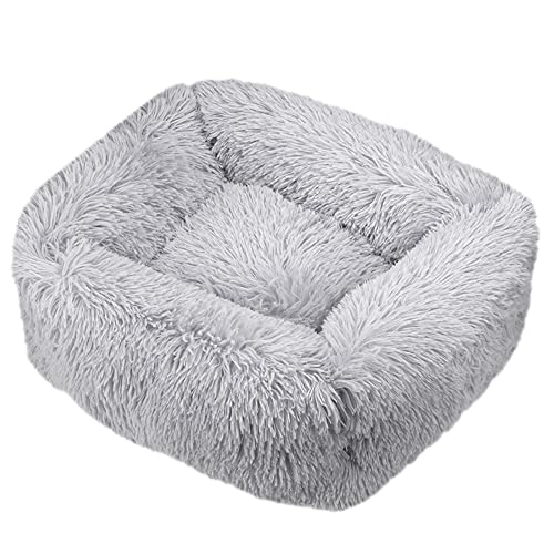 FANSU Hundebett Quadrat Hundekissen Plüsch weichem Hundesofa rutschfest Base Katzenbett Donut Größe und Farbe wählbar (XL,hellgrau) von FANSU