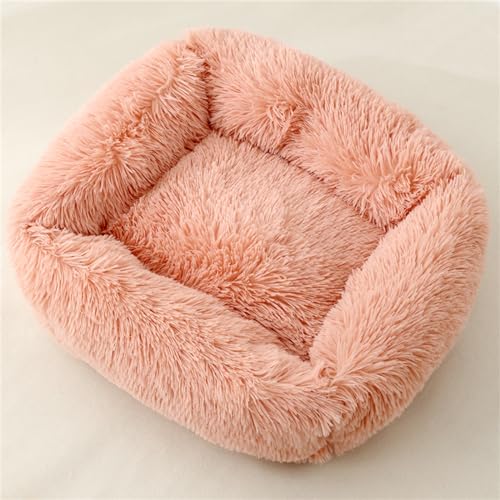 FANSU Hundebett Quadrat Hundekissen Plüsch weichem Hundesofa rutschfest Base Katzenbett Donut für Kleine Mittlere oder große Hunde (L,Orange-rosa) von FANSU