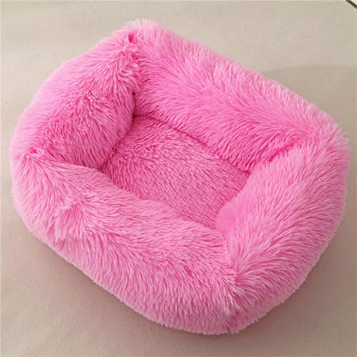 FANSU Hundebett Quadrat Hundekissen Plüsch weichem Hundesofa rutschfest Base Katzenbett Donut für Kleine Mittlere oder große Hunde (L,Rosa) von FANSU