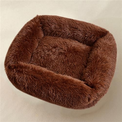 FANSU Hundebett Quadrat Hundekissen Plüsch weichem Hundesofa rutschfest Base Katzenbett Donut für Kleine Mittlere oder große Hunde (M,Curry dunkel) von FANSU