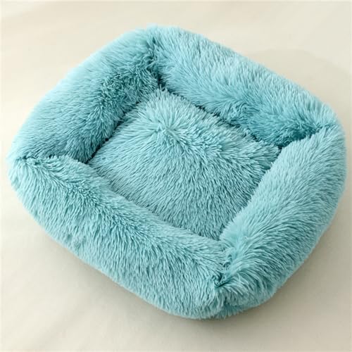 FANSU Hundebett Quadrat Hundekissen Plüsch weichem Hundesofa rutschfest Base Katzenbett Donut für Kleine Mittlere oder große Hunde (M,Hellblau) von FANSU