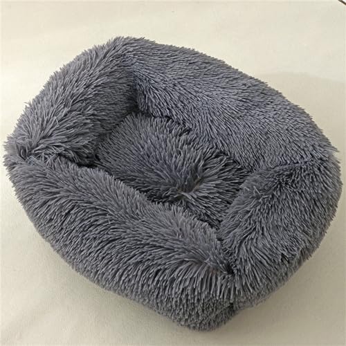 FANSU Hundebett Quadrat Hundekissen Plüsch weichem Hundesofa rutschfest Base Katzenbett Donut für Kleine Mittlere oder große Hunde (S,Dunkelgrau) von FANSU